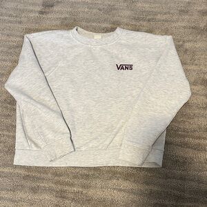 Vans Light Gray Crewneck Sweater with Purple Lettering